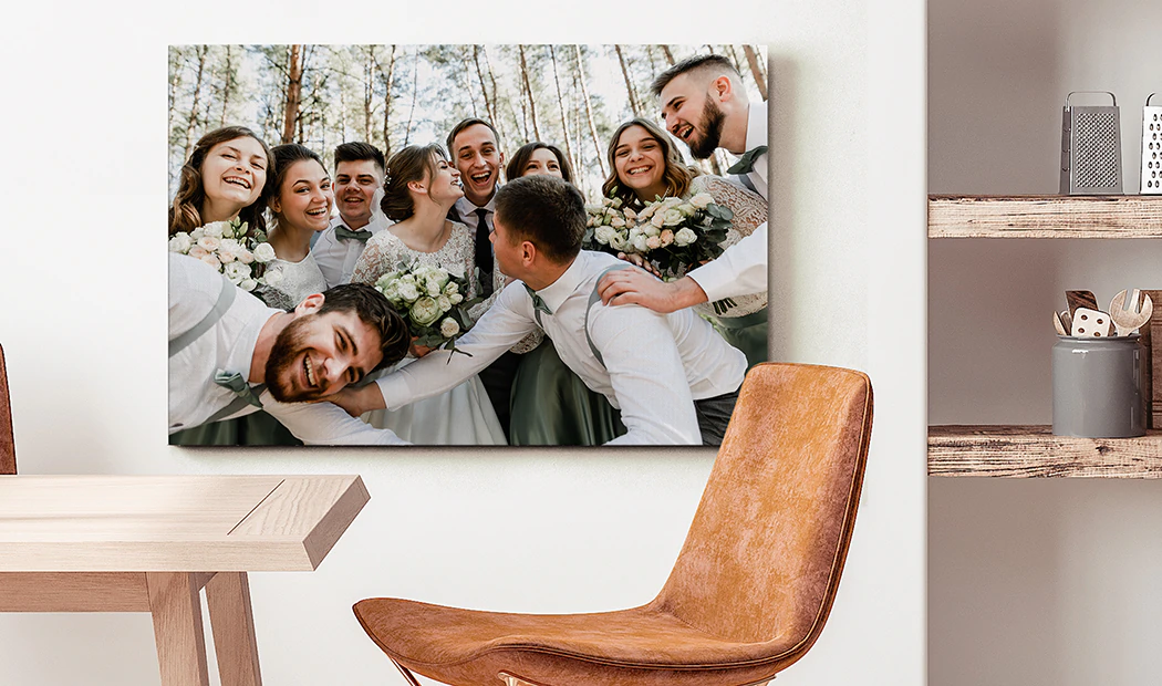 Fotocollage van familiefoto's op canvasprint