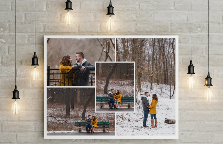 Fotocollage van familiefoto's op canvasprint