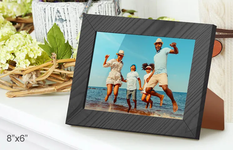16x12 ingelijste foto van familie op het strand