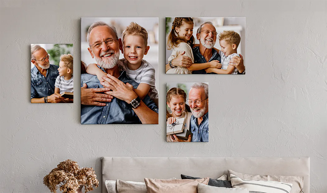 Collage canvas afdruk van twee verheugde vrouwelijke vrienden