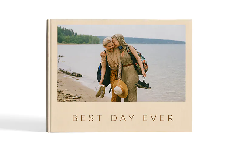 Op maat gedrukt Printerpix fotoalbum met harde kaft en grote foto's van een ouder echtpaar