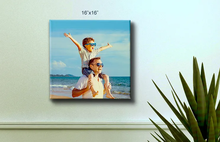 16x20 canvas van kind op vaders schouders