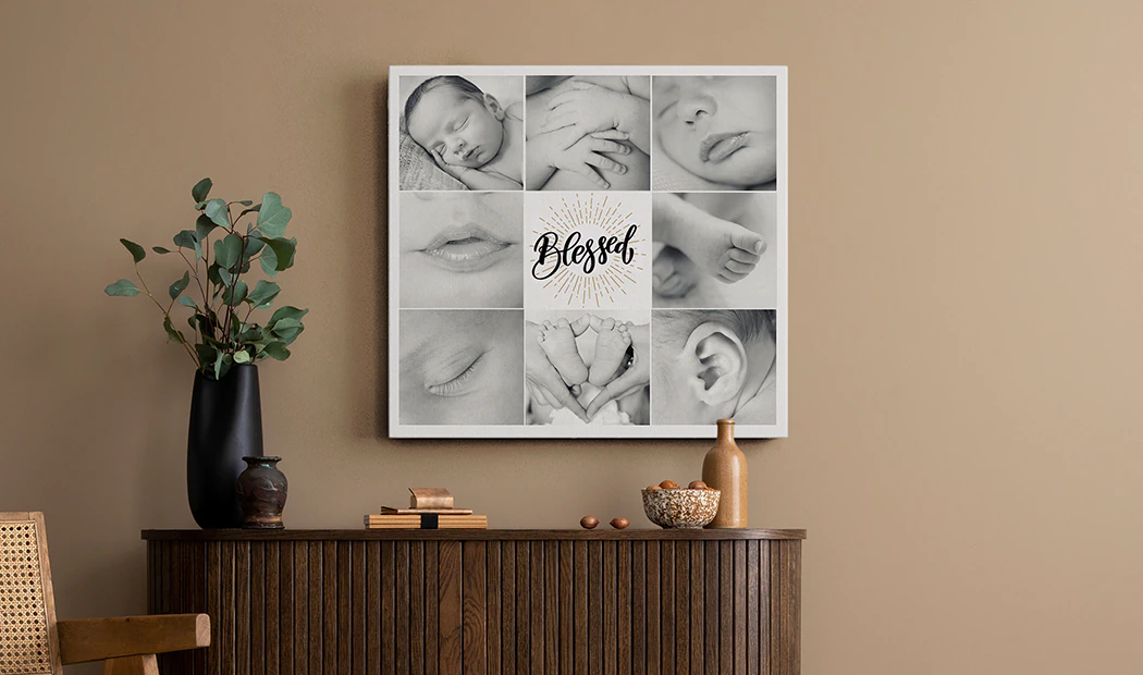 Collage canvas afdruk van twee verheugde vrouwelijke vrienden