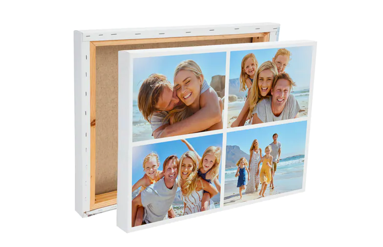 Fotocollage van familiefoto's op canvasprint