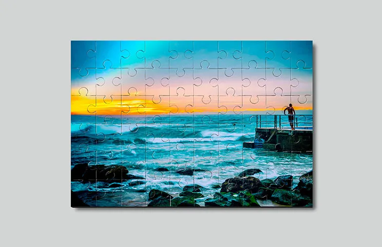 Houten puzzel van zonsondergang