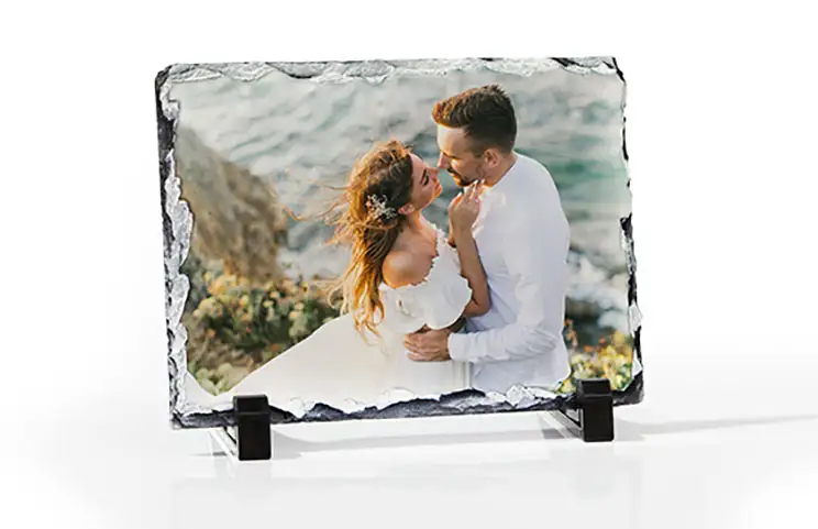 Stenen leisteen met familiefoto