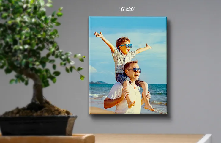 48x36 canvas van kind op vaders schouders