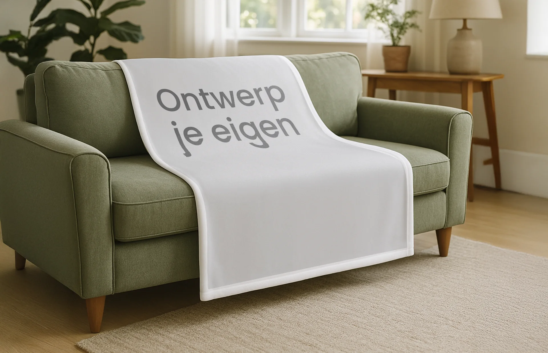 Grote fotodeken op tweepersoonsbed met foto van meisje