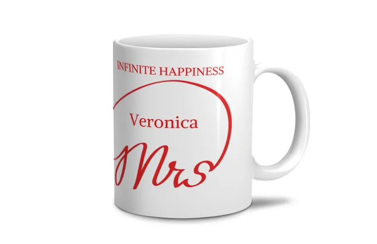 Moeder en baby houden een aangepaste mok met Printerpix-cartoonontwerp met tekst voor papa