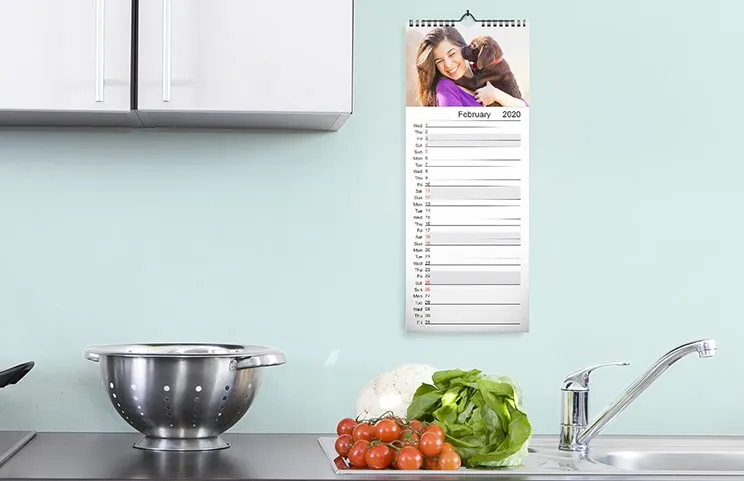 Close-up van het schrijven op gepersonaliseerde kalender van Printerpix