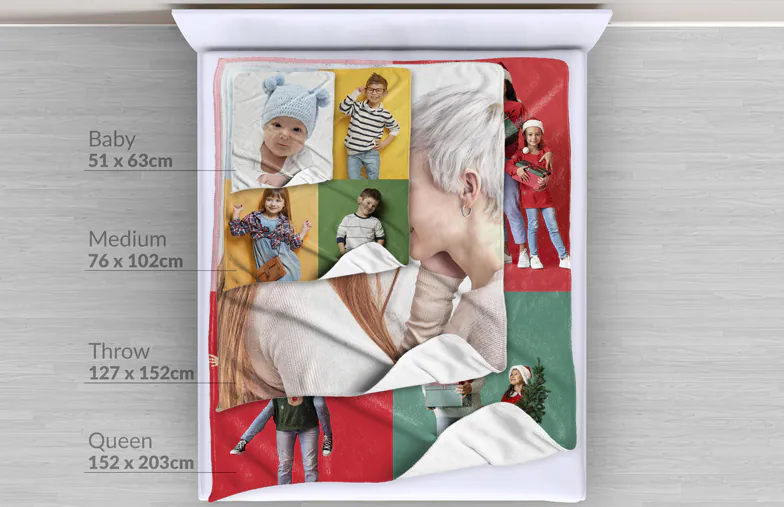 Grote fotodeken op tweepersoonsbed met foto van meisje