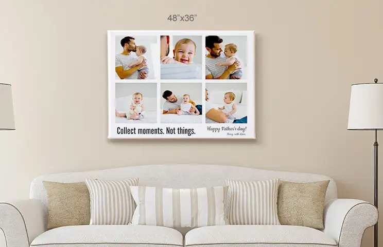 Collage canvas aan de muur