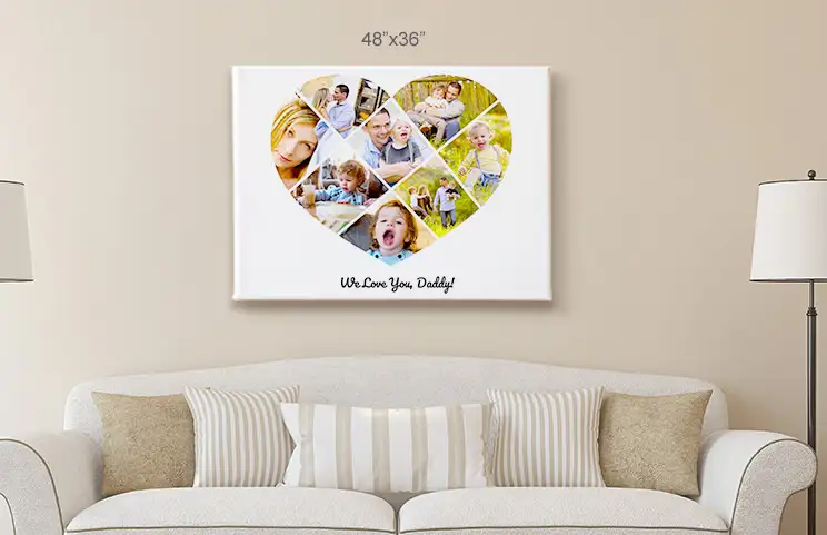 Collage canvas aan de muur