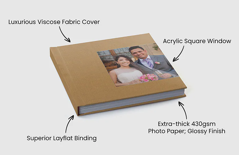 Luxe Layflat Fotoboek – Vierkante Acryl Omslag