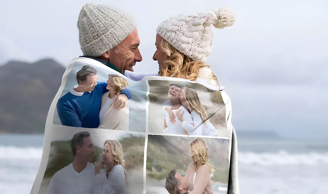Fotodeken zwart-wit collage afbeelding