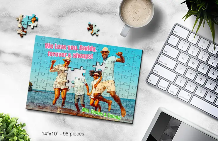 14x10 puzzel van familie op het strand