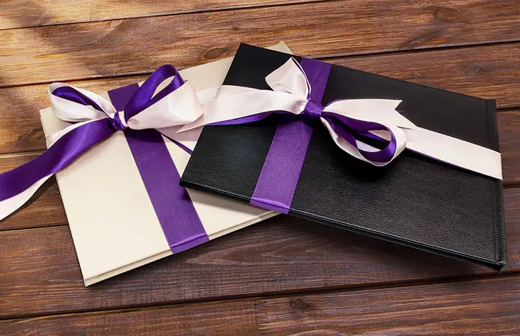 Valentina Zwarte Leren Fotoboeken