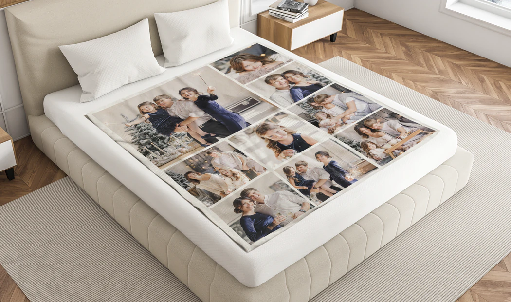 Fotodeken zwart-wit collage afbeelding