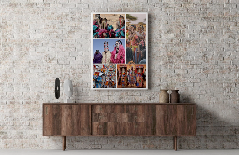 Grote canvasprint met aangepaste fotocollage van familiefoto's