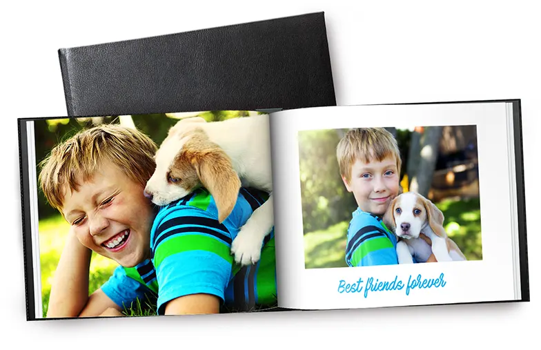 Oud koppel print grote aangepaste foto's in leren fotoalbum